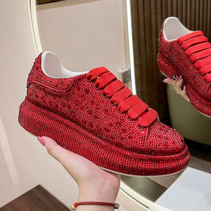 Mocasines Deportivos Casuales para Mujer, con Cordones, Parte Superior de Microfibra, Suela Gruesa de TPU, Diseño de Parches Multicolores en la Puntera - Product Image 1