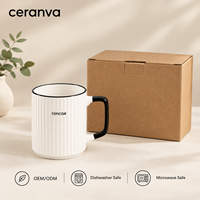 Mug à café en céramique à rayures uniques et minimalistes, écologique, de qualité alimentaire, compatible lave-vaisselle et micro-ondes, en stock, pour la maison et le bureau