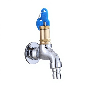 <span class=keywords><strong>Robinet</strong></span> de machine à laver en cuivre à poignée unique avec clé, pour extérieur, balcon, piscine, 4 points DN15, raccord rapide - Product Image 1