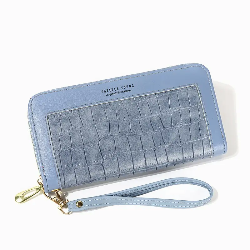 뜨거운 판매 새로운 레이디 지갑 긴 지퍼 한국어 학생 돌 패턴 지갑 대용량 소프트 지갑
