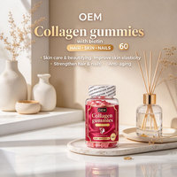 Gummies de collagène OEM/ODM, soutien pour les cheveux, la peau et les ongles, avec biotine, 60 unités