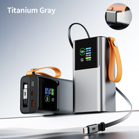 Batterie externe 30000mAh avec câble de données USB-C intégré, charge rapide PD100W, écran LED, corps métallique, prise universelle pour ordinateurs portables et mobiles