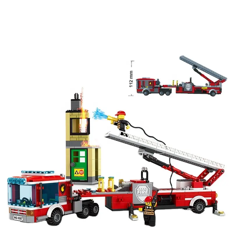 Wange Brandweerwagen Emergency Rescue Fire Voertuig Bouw Set Blokken <span class=keywords><strong>Speelgoed</strong></span> Voor Kinderen Firefighter Legoing City Fire Station