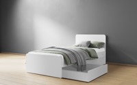 Cadre de lit simple en bois blanc gris minimaliste moderne avec sommier à lattes Durable Écologique Meubles de chambre à coucher pour enfants adolescents