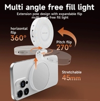 Lampe Selfie Magnétique 3W 800mAh Rechargeable, Anneau Lumineux de Poche à 3 Niveaux Réglables avec Miroir Intégré, Lumière d'Appoint Pliable pour Téléphone