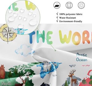 Tenda da Doccia Moderna di Lusso per <span class=keywords><strong>Bambini</strong></span>, Ecologica, Stile Americano, 180x180cm, Impermeabile in Poliestere, 12 Ganci, Stampa Digitale - Product Image 6