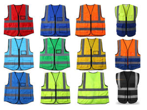 定制徽标 4 个口袋 多功能 ANSI 2 级 高能见度 透气 可水洗 安全背心 荧光反光 - Product Image 2