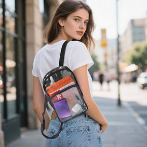 Mode Logo personnalisé clair stade événement approuvé Heavy Duty PVC en plein air femmes loisirs Mini sac à dos sac d'école Portable fermeture éclair - Product Image 5