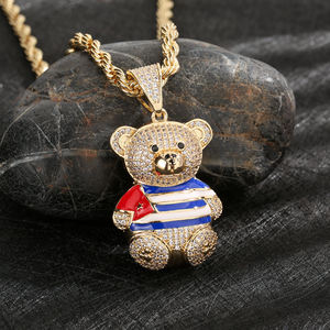 뜨거운 판매 힙합 14k 골드 도금 쿠바 곰 입방 지르코니아 구리 펜던트 및 목걸이 - Product Image 4