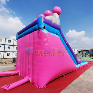 Toboggan aquatique gonflable commercial pour extérieur, rose, pour enfants. - Product Image 4