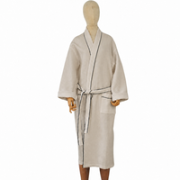 Peignoir en coton gaufré 100% avec col kimono, manches longues, vêtements de nuit pour femmes, robe de détente avec ceinture, vente en gros personnalisée