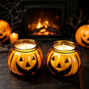 Velas Aromáticas de Cera de Soya para Halloween, Vela Perfumada en Frasco con Forma de Calabaza <span class=keywords><strong>Jack</strong></span> O'Lantern, Decoración para el Hogar, Regalo - Product Image 2
