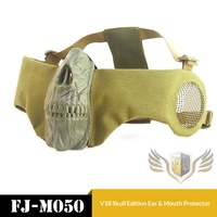 Masque facial demi-couvre-oreilles et bouche Fengjian V18 Skull Edition en TPR+1000D DuPont, tactique, anti-impact, pour compétition et cosplay