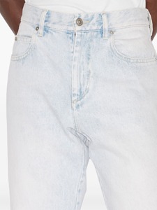 Ykmozi กางเกงยีนส์ขาตรงสำหรับผู้ชาย, กางเกงยีนส์ขาตรงกลางวินเทจสีน้ำเงินกระดุมโลหะแบบหลวมมีกระเป๋าด้านหลังพิมพ์ลาย - Product Image 5