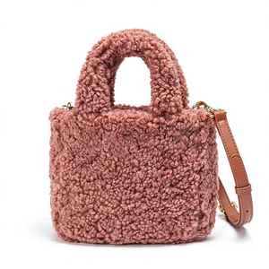 Sac seau en fausse fourrure Sherpa pour femmes avec logo personnalisé, sac à main en peluche moelleux de qualité supérieure, mini sac moelleux pour femmes - Product Image 1