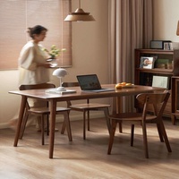 Ensemble table et chaises de salle à manger en bois massif à prix bas, design moderne pour utilisation commerciale dans les restaurants, avec matériaux en chêne et noyer noir