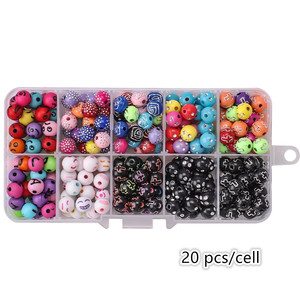 ZHB 8mm perles acryliques rondes 200 pièces sourire émoticône Rose à motifs boule de points en plastique perles entretoises rondes pour la fabrication de bijoux - Product Image 3