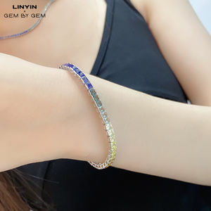 Luxury Women's Tennis <b>Bracelet</b> with Square 5mm Zircon Stone Chain Trendy Square Zircon Tennis <b>Bracelet</b> - Product Image 1