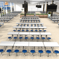 Meubles de cantine scolaire modernes durables de haute qualité, structure métallique pliable, ensemble table et chaises, usage commercial