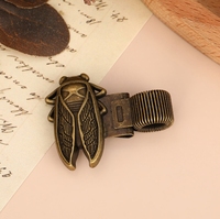 Porte-stylo créatif en métal antique motif insecte, en alliage de zinc, avec clip à ressort rétro, pour sac à dos, cahier d'étudiant et journal