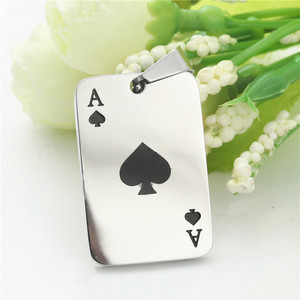 Stainless Steel Spade Ace Pendant Themed Playing Card Men's Necklace Gift 233071 - Product Image 1