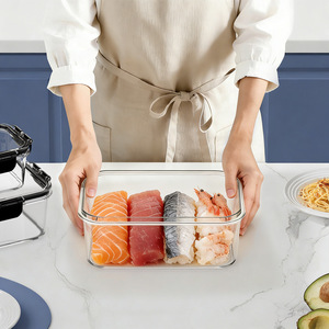 Food Storage <b>Containers</b> Rectangle Airtight Stackable Buckle Lid For Refrigerator Use - Product Image 4