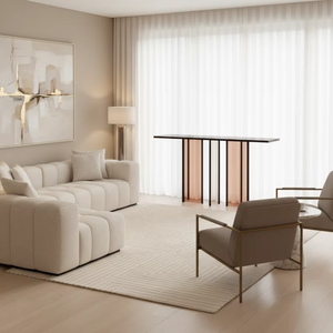 Table <span class=keywords><strong>console</strong></span> minimaliste italienne moderne à plusieurs niveaux en verre et métal pour <span class=keywords><strong>entrée</strong></span>, réception et couloir commercial - Product Image 3