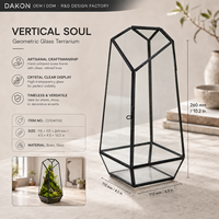 Terrarium en verre artisanal de 10,2 pouces, pot géométrique avec cadre en laiton, décoration d'hôtel, vente en gros, prêt pour l'audit OEM