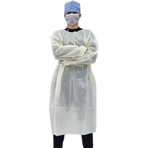 Junlong 맞춤형 PP 화이트 블루 그린 의료 일회용 보호 병원 격리 가운 탄성 커프 en13795