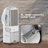 Ventilateur de refroidissement portable KENNED 2025 AC/DC avec réservoir de 6L, alimenté par batterie 12V, en plastique, pour la maison, le bureau, la voiture - Vente flash