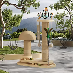 Penggaruk pohon kucing lipat gaya Modern, dengan papan kepadatan kayu tahan aus & tanpa cukur tali rami mainan untuk hewan peliharaan - Product Image 3