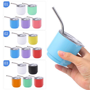 DD3065 <span class=keywords><strong>colorato</strong></span> 4OZ bicchieri di sublimazione bevande Demitasse piccole tazze nozze Mini bicchiere colpo di <span class=keywords><strong>vetro</strong></span> con paglia e coperchio - Product Image 2