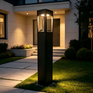 Modern Black Aluminum <b>LED</b> Bollard <b>Light</b> Outdoor Path Lamp IP65 Garden Landscape Lighting - Product Image 3