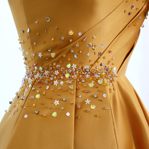 S1584N Elegante <span class=keywords><strong>Abito</strong></span> da Sera Monospalla in Raso Dorato per Donna, Stile Dubai, <span class=keywords><strong>Rosa</strong></span> Lilla, Lunghezza a Terra per Matrimoni e Feste - Product Image 6