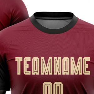 เสื้อฟุตบอลสีดำแดงเลือดนกแขนสั้นสำหรับผู้ชาย ระบายอากาศได้ดี เหมาะสำหรับการฝึกซ้อมและการแข่งขัน ชุดทีม - Product Image 4