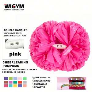 Pompones personalizables de plástico rosa para porristas Material PE respetuoso con el medio ambiente para deportes y entretenimiento - Product Image 1