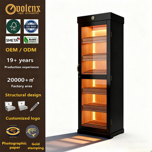 Tủ trưng bày xì gà bằng gỗ tuyết tùng Tây Ban Nha, thiết kế cổ điển thủ công, cửa kính đơn, tùy chỉnh theo nhà máy, dành cho cửa hàng thuốc lá. - Product Image 1