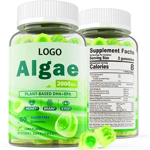 Algues sans sucre Omega 3 Gummy avec EPA & DHA CoQ10 Astaxanthine pour la santé cardiaque Gummie Gel