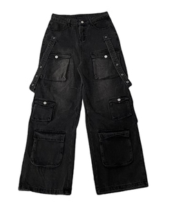 StreetLux American Waste Wind Washed Multi-Pocket Niche Cargo Jeans Hombres Sentido de alto grado de pantalones europeos - Product Image 1