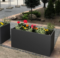 Grande jardinière en métal pour plantes d'extérieur 36 "L X 12" W X 26 "H, grande jardinière rectangulaire en acier robuste