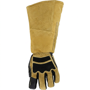 Leather Heat Resistant Safety <b>Gloves</b> 14 Inch Straight Cuff Anti-Heat Abrasion Resistance Full Texture - Product Image 1