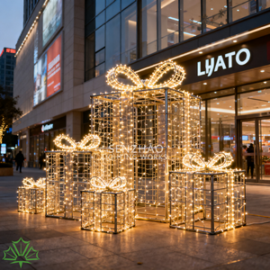 SENZHAO - Juego de Luces LED 3D Grandes con Diseño de Caja de Regalo, IP65, Marco de Hierro, Decoración Navideña para Centros Comerciales y Exhibiciones Comerciales - Product Image 3