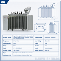 Transformador de Potencia de Alta Eficiencia de 1600 kVA, 10 kV, 3 Fases, Sumergido en Aceite, con Bobinado de Doble Capa, 50/60 Hz, Certificado IEC, para Distribución