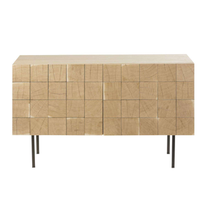 Buffet en bois massif sculpté à la main, meuble de rangement traditionnel pour salle à manger - Product Image 1