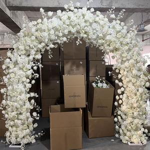 ซุ้มดอกไม้ประดิษฐ์ L-MFA001 สำหรับตกแต่งงานแต่งงาน ซุ้มดอกไม้ผ้าไหมรูปครึ่งวงกลม ฉากหลังดอกไม้สำหรับตกแต่งงานแต่งงาน - Product Image 3
