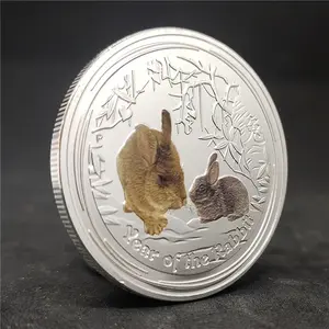 2023 yıl tavşan avustralya çin zodyak kaplama altın el sanatları yıl tavşan yeni yıl hediyeleri gümüş paraları