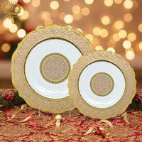Service de table de luxe Karosa Royal Style Golden, 98 pièces, en porcelaine fine dorée, avec service à thé, pour 12 personnes