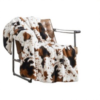 Plaid en fausse fourrure à motif vache, doux, chaud et moelleux, en polaire, pour canapé, lit, décoration intérieure