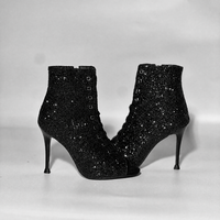 Stivali alla Caviglia con Tacco a Spillo Serie Galaxy con Glitter e Cinturini, Scarpe da Ballo Jazz