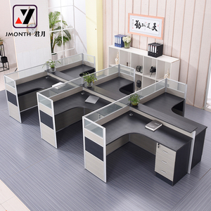 Estación de trabajo de oficina de madera moderna en forma de L Mesa divisoria de panel modular y extensible para el personal - Product Image 5
